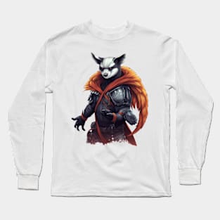 The Fierce Guardian: Raccoon-Fox-Badger Hybrid Hero Long Sleeve T-Shirt